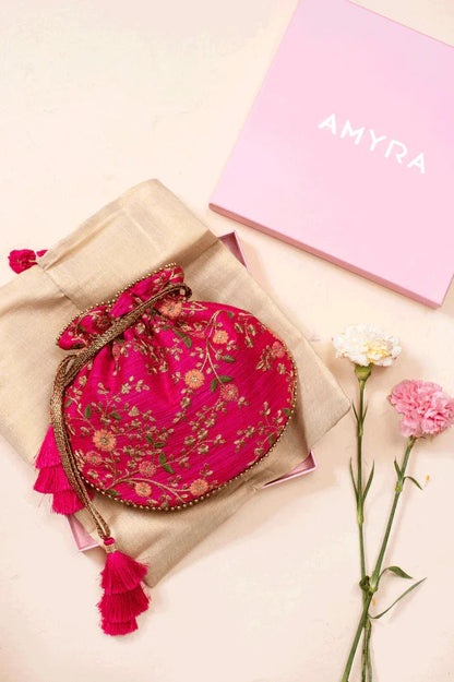 Floral Creeper Pink Potli Bag
AM-PT-0520-0005