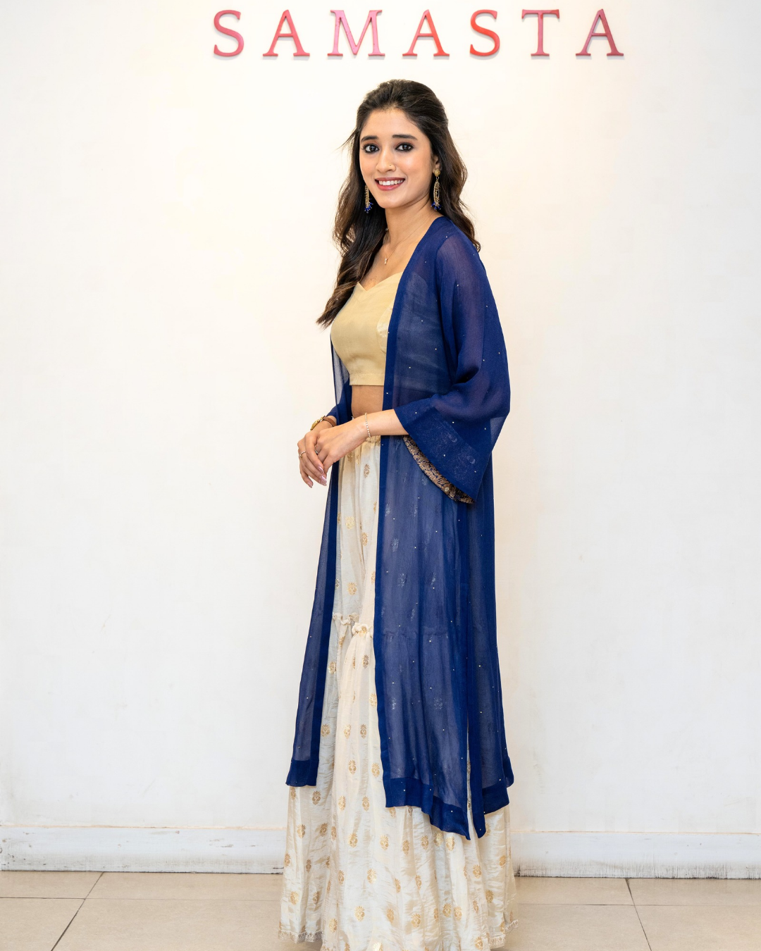 Beige Gold Boota Tissue Sharara