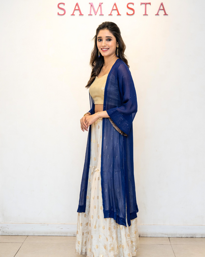 Beige Gold Boota Tissue Sharara