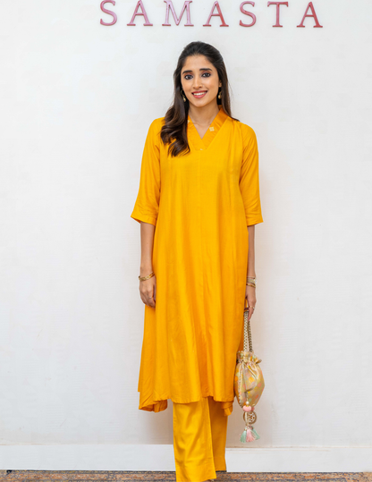 Yellow Tussar Cotton Dress