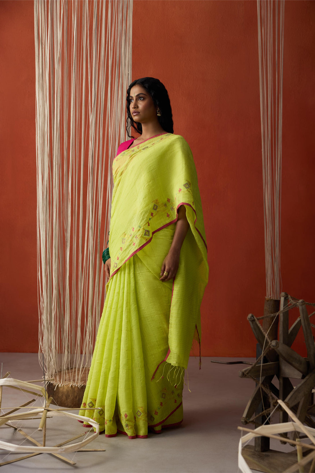 Green Jamdani Khadi Silk Saree