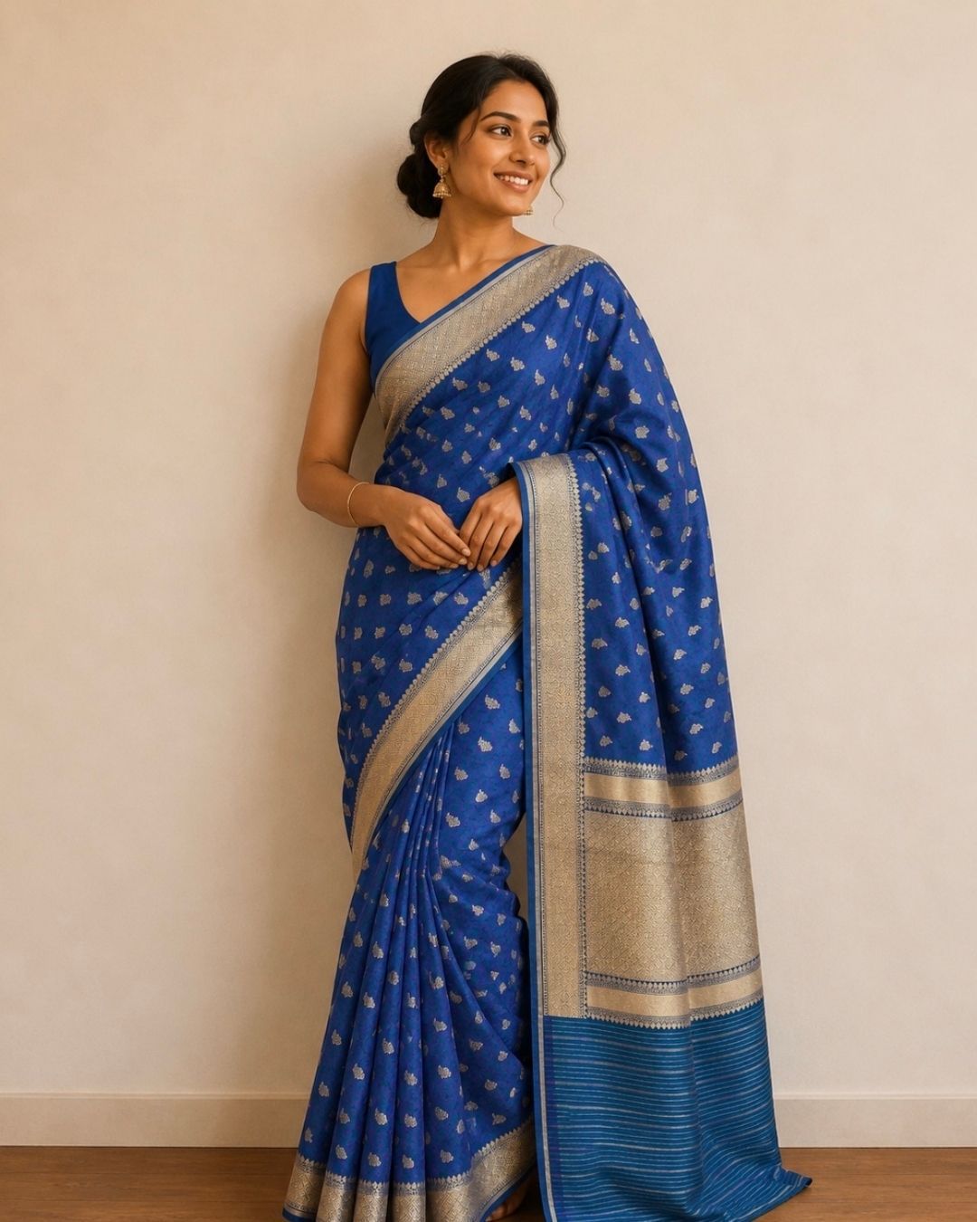 Blue Tanchoi Banarasi Katan Silk Saree
