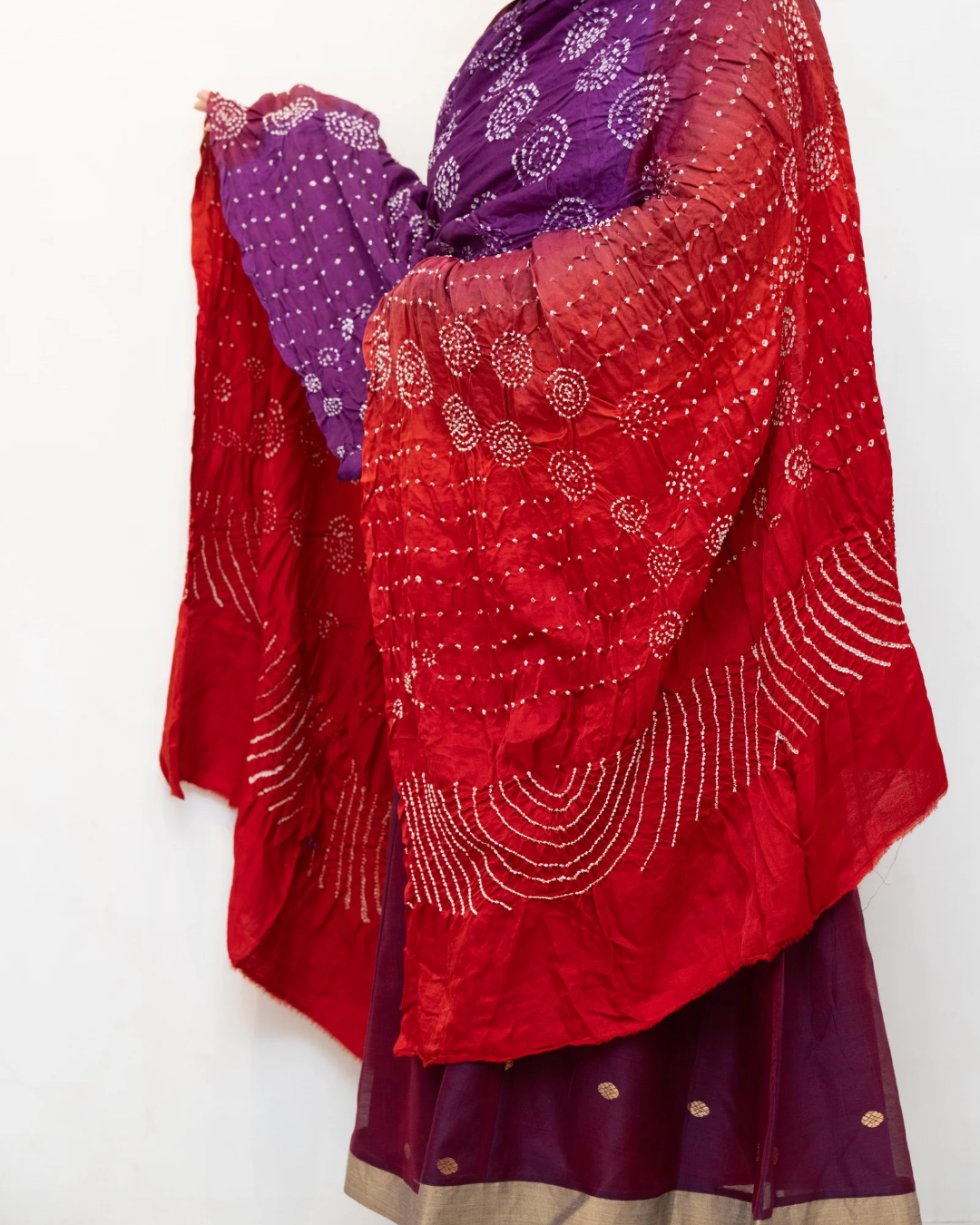 Red Shadedbandhini Gajji Silk Dupatta