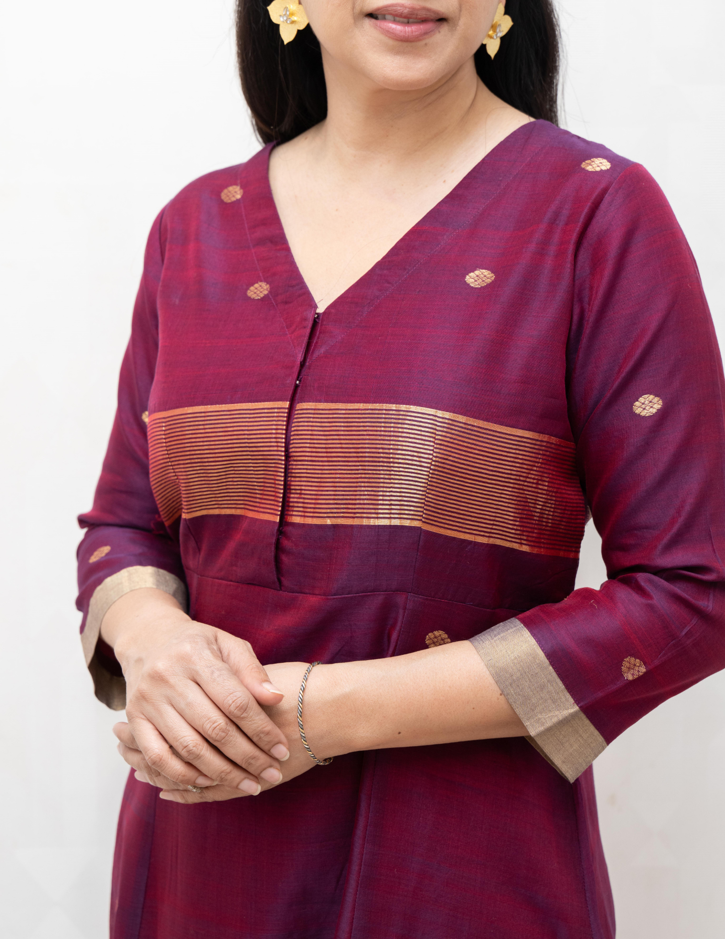Maroon Chanderi Silk  Dress