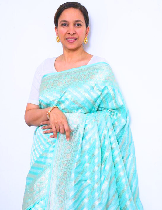 Blue Silk Banarasi Saree