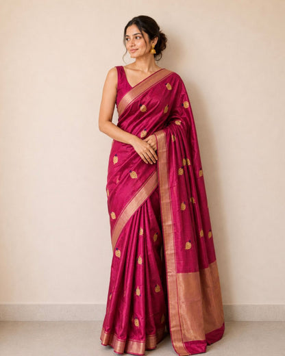 Pink Chanderi Silk Saree