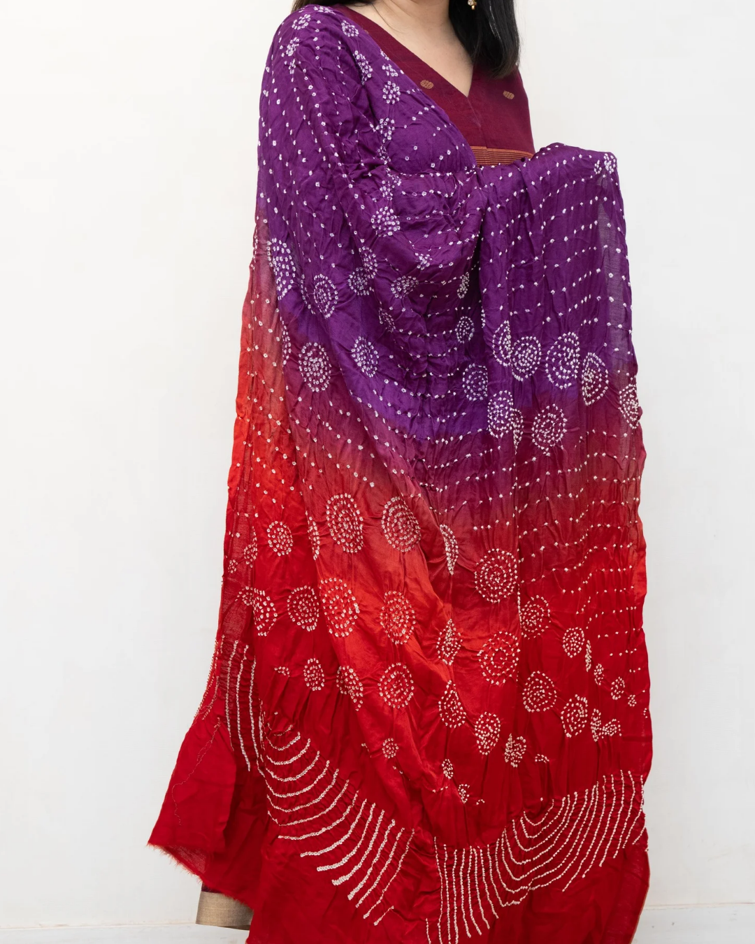 Red Shadedbandhini Gajji Silk Dupatta